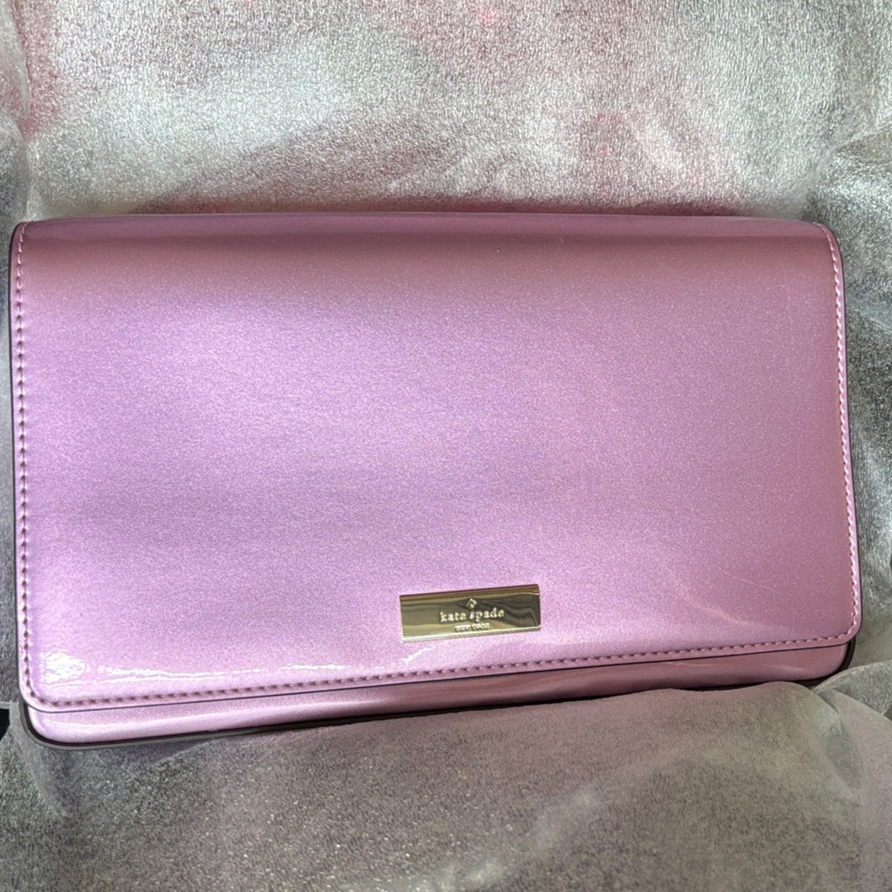kate spade NWT Kenzie small Metallic Quartz Pink Convertinle Crossbody Clutch - Picture 8 of 16